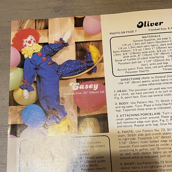 Vintage Soft Darlin' Doll Sculpture Rag Sewing Pattern Book UNCUT 17 Dolls 80s - Picture 4 of 7